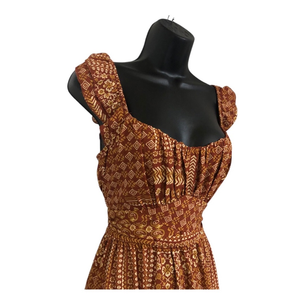 Trixxi‎ Rust Boho Patchwork Ruffle Strap belted T… - image 9